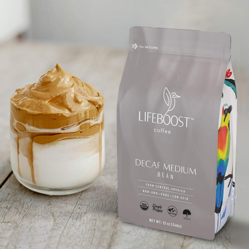 Lifeboost Medium Roast Decaf Coffee Beans â€“ Organic Low Acid Swiss Water Decaf â€“ Whole Bean Coffee â€“ Third Party Tested for Mycotoxins & Pesticides â€“ Chemical Free â€“ 12 oz - Image 2